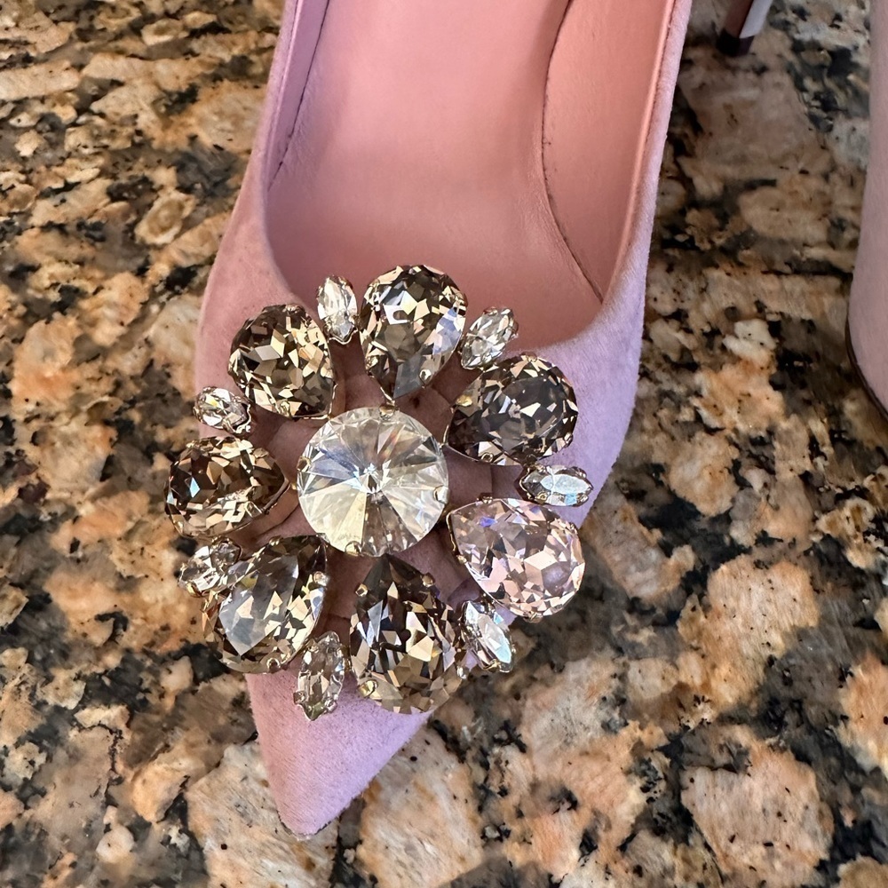 DOLCE & GABBANA Shoes Pink Leather Crystal Heels Pumps Heels - Picture 11 of 14